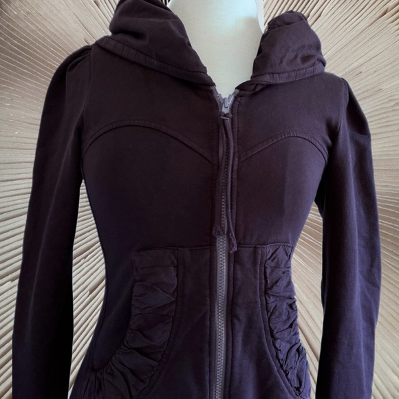 Prairie Underground Eggplant Plum Long Cloak Hoodie Zip Up Sweatshirt Size S - Picture 3 of 9